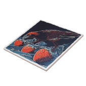 Sneaky Amsel's Strawberry Heist - Whimsical Tegeltje (Zijkant)