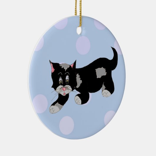 Sneaky Cartoon Cat Keramisch Ornament (Rechts)