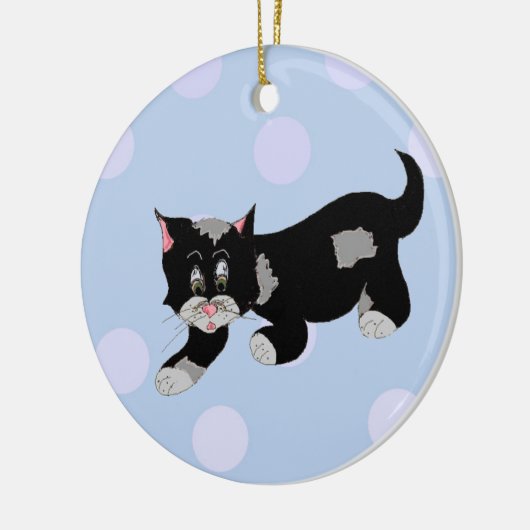 Sneaky Cartoon Cat Keramisch Ornament (Links)