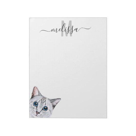 Sneaky Cat 2 Waterverf Monogram Name Blocnote (Linkerzijde)