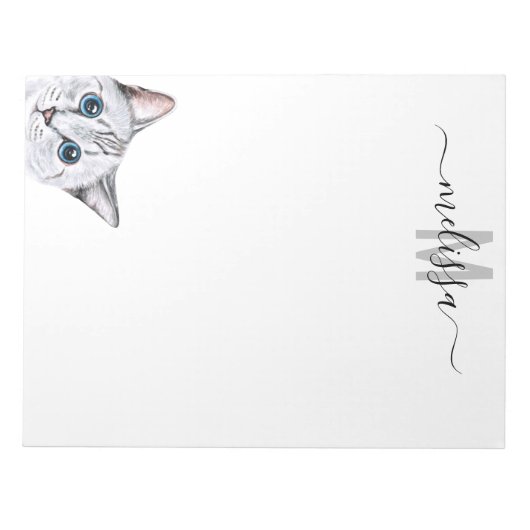 Sneaky Cat 2 Waterverf Monogram Name Blocnote (Voorkant)