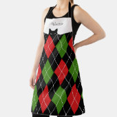 Sneaky Cat Argyle Red Green Black Schort (Insitu)