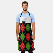 Sneaky Cat Argyle Red Green Black Schort (Gedragen)