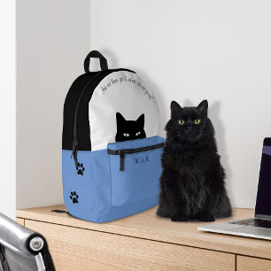 Sneaky Cat Blue Bedrukte Rugzak