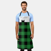 Sneaky Cat Buffalo Groen geplakt Schort controlere (Gedragen)
