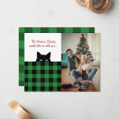Sneaky Cat Buffalo: Groene kerstmis Notitiekaartje (Voorkant / Achterkant in situ)