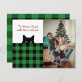 Sneaky Cat Buffalo: Groene kerstmis Notitiekaartje (Voorkant / Achterkant)