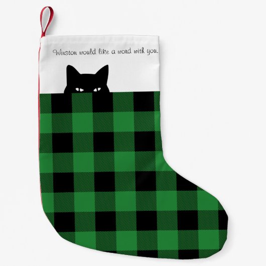 Sneaky Cat Buffalo: Groene speldenknop Kleine Kerstsok (Voorkant)