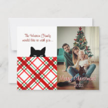 Sneaky Cat Madras Check Pset-kerstKaart