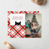 Sneaky Cat Madras Check Pset-kerstKaart Notitiekaartje (Voorkant / Achterkant in situ)