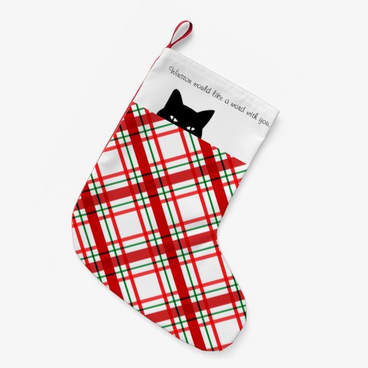 Sneaky Cat Madras Check Pset Kleine Kerstsok (Voorkant (Hangend))