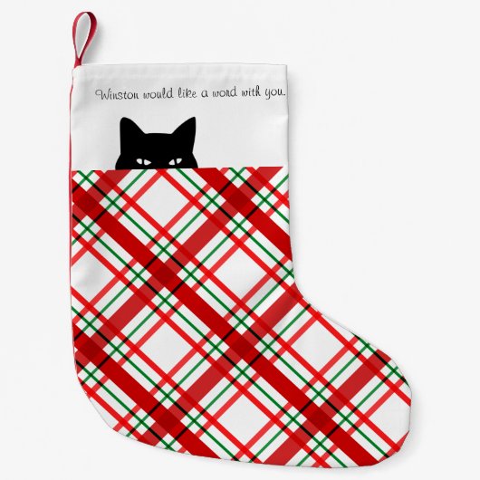 Sneaky Cat Madras Check Pset Kleine Kerstsok (Voorkant)