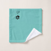 Sneaky Cat Monogram Blauwgroen Bad Handdoek (Wasdoekje)
