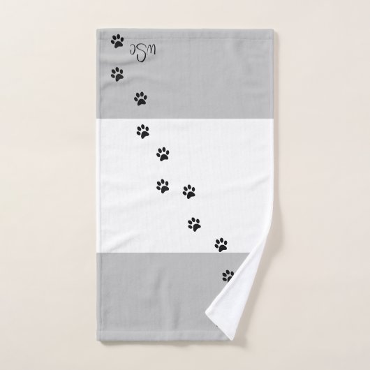 Sneaky Cat Monogram Grijs Bad Handdoek (Handdoek)