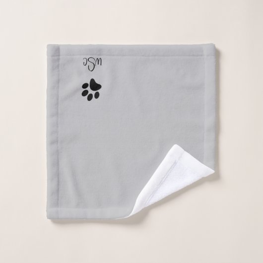 Sneaky Cat Monogram Grijs Bad Handdoek (Wasdoekje)