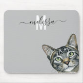 Sneaky Cat  Monogram-naam in watercolor Muismat (Voorkant)