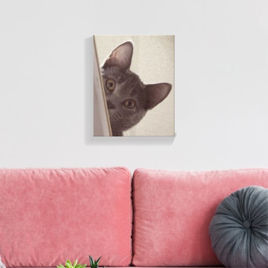 "Sneaky Cat" Print op stretched canvas (Insitu (Woonkamer))