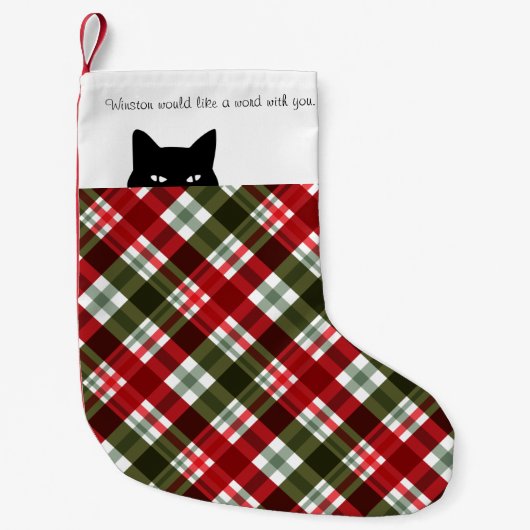 Sneaky Cat Royal Stewart Tartan Kleine Kerstsok (Voorkant)