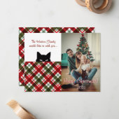 Sneaky Cat Royal Stewart Tartan met kerstmis Notitiekaartje (Voorkant / Achterkant in situ)