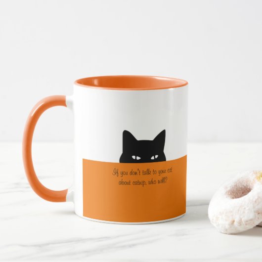 Sneaky Cat Talk to your Cat Mok Oranje (Met donut)