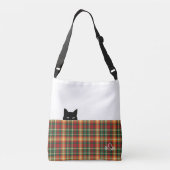 Sneaky Cat Tartan Oranje Groen Pset Crossbody Bag Crossbody Tas (Achterkant)