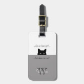 Sneaky Cat Waar zijn wij Grijze Pet Carrier Label? Bagagelabel (Voorkant verticaal)