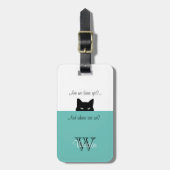 Sneaky Cat Waar zijn wij Lichte Blauwgroen Label v Bagagelabel (Voorkant verticaal)