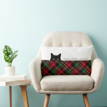 Sneaky Cat Wallace Red Pset Lumbar Pillow