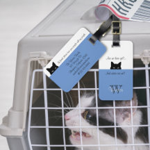 Sneaky Cat Where's We Blue Pet Carrier Label