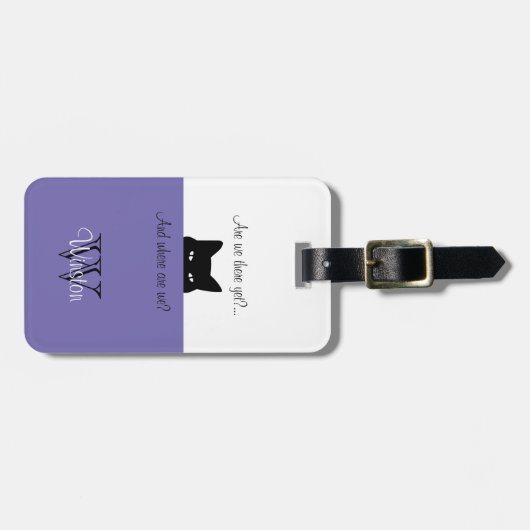 Sneaky Cat Where's We Periwinkle Pet Carrier Label Bagagelabel (Voorkant horizontaal)