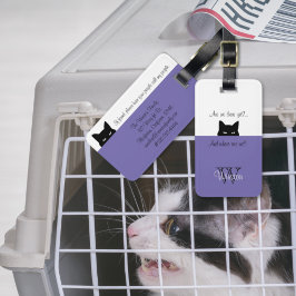 Sneaky Cat Where's We Periwinkle Pet Carrier Label Bagagelabel