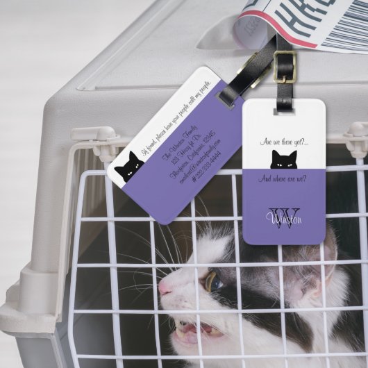 Sneaky Cat Where's We Periwinkle Pet Carrier Label Bagagelabel