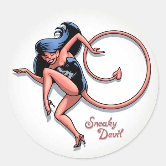 Sneaky Devil Ronde Sticker (Voorkant)