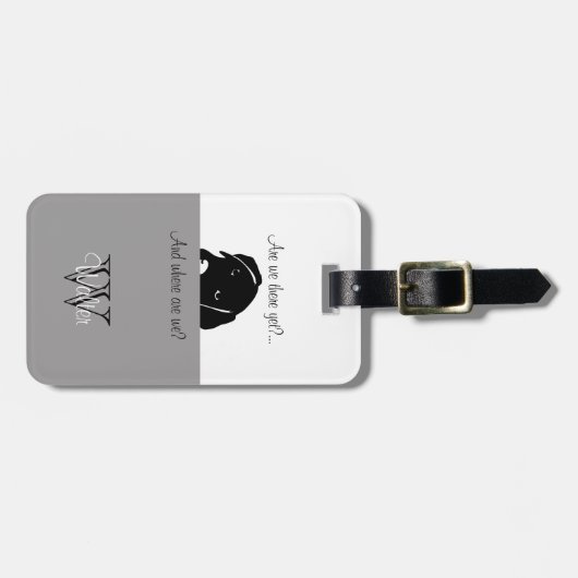 Sneaky Dog Waar zijn we Grey Pet Carrier Label Bagagelabel (Voorkant horizontaal)