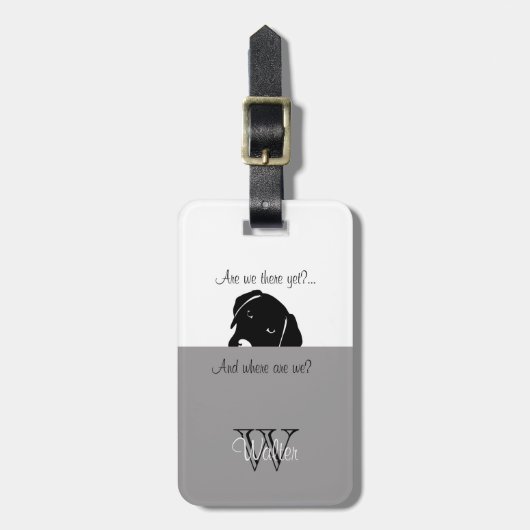 Sneaky Dog Waar zijn we Grey Pet Carrier Label Bagagelabel (Voorkant verticaal)