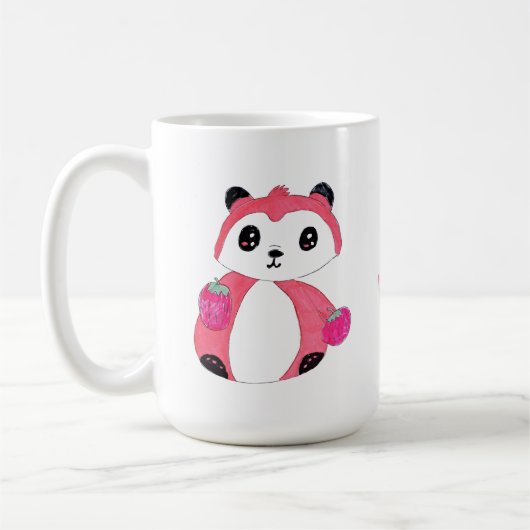 Sneaky Fox Berry Panda Cartoon Tekening voor Kinde Koffiemok (Links)