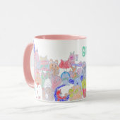 Sneaky Fox Kinder Cartoon Tekening voor Kinderen Mok (Voorkant links)