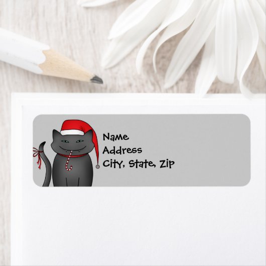 Sneaky grappig Kerst kat grijs Etiket (Insitu)