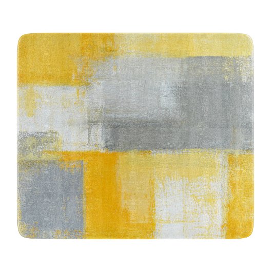 "Sneaky" grijze en gele Abstracte kunst Snijplank (Voorkant)