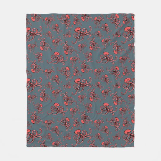 Sneaky Octopus Pattern Fleece Deken (Voorkant)