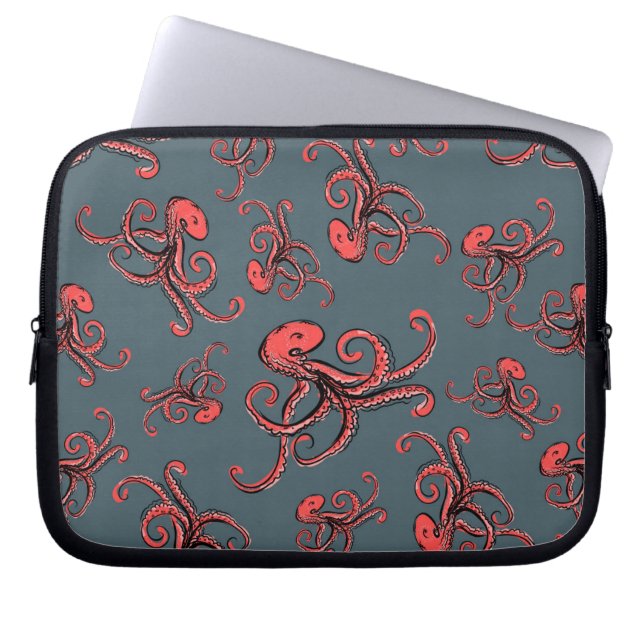 Sneaky Octopus Pattern Laptop Sleeve (Voorkant)