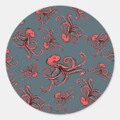 Sneaky Octopus Pattern Ronde Sticker (Voorkant)