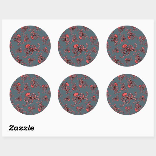 Sneaky Octopus Pattern Ronde Sticker (Vel)