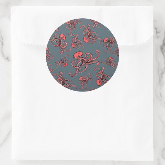 Sneaky Octopus Pattern Ronde Sticker (Tas)