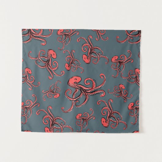 Sneaky Octopus Pattern Wandkleed (Voorkant (horizontaal))