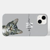 Sneaky Peeking Cat Monogram Naam Case-Mate iPhone Case (Achterkant (horizontaal))