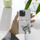 Sneaky Peeking Cat Monogram Naam Case-Mate iPhone Case