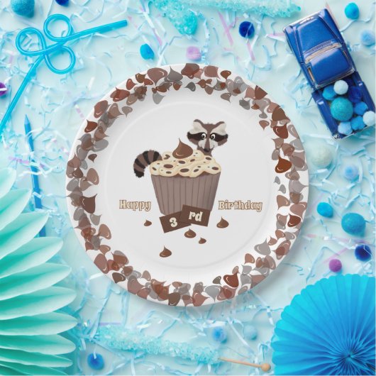 Sneaky Raccoon Chocolate Chip Border Papieren Bordje (Feest)