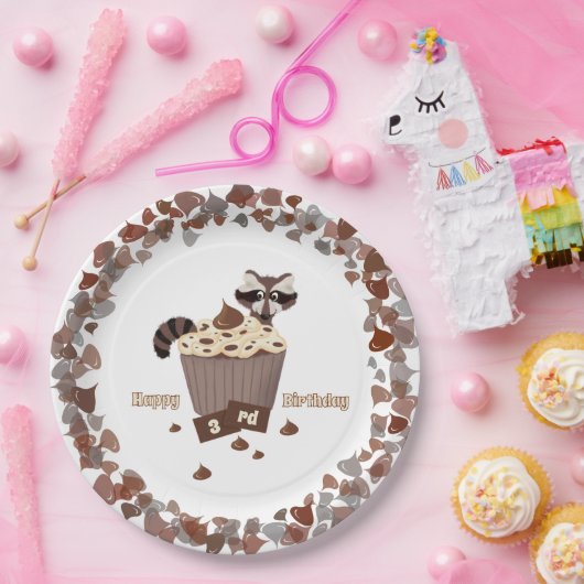 Sneaky Raccoon Chocolate Chip Border Papieren Bordje (Feest)