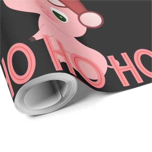 Sneaky Santa Baby Pig in Cute Roze Kerstmis Cadeaupapier (Rol Hoek)